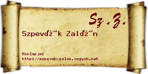 Szpevák Zalán névjegykártya
